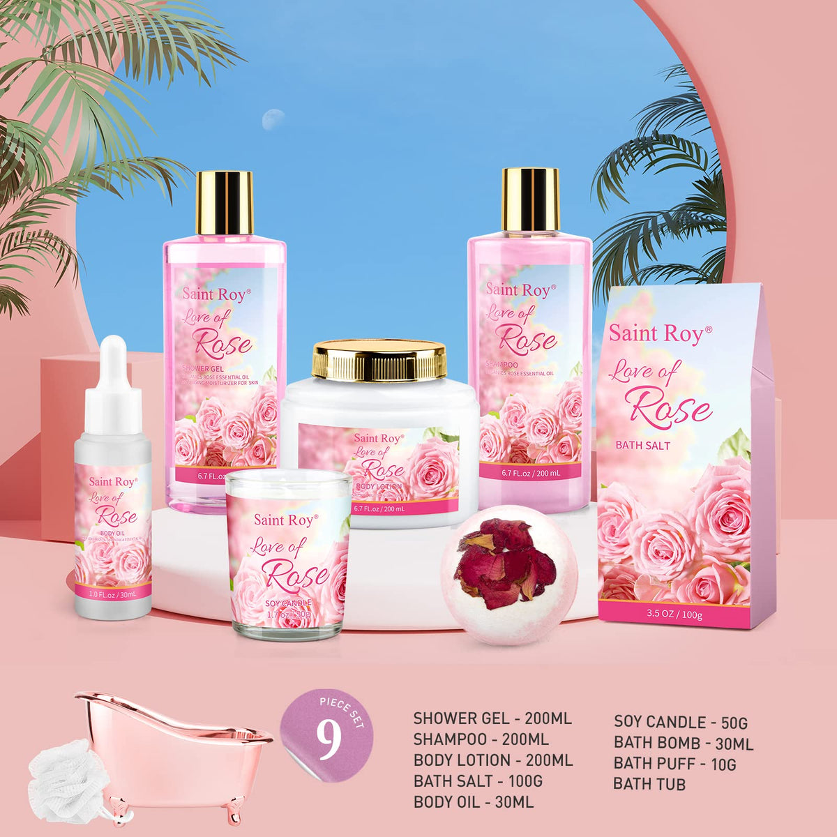 Bath Salt and Jojoba Body Oil included in the set