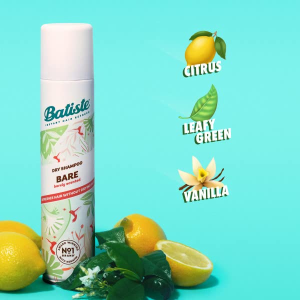 Batiste Dry Shampoo Bare bottle with hair styling products