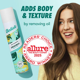 Batiste Dry Shampoo Original 200 ml with floral background