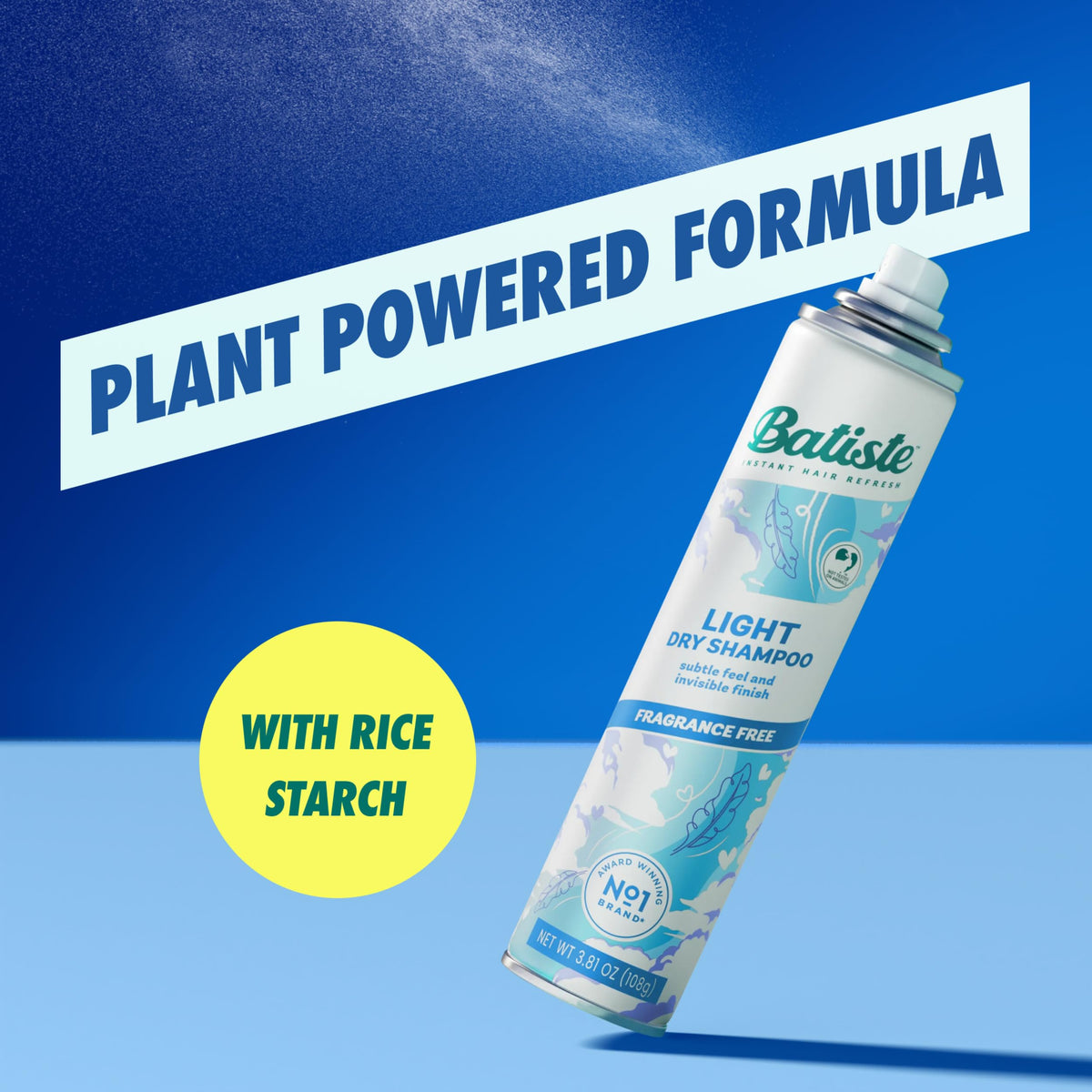 Batiste Light Dry Shampoo Unscented with hairbrush