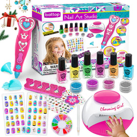 BATTOP Kids Nail Polish Set with Nail Dryer and accessories