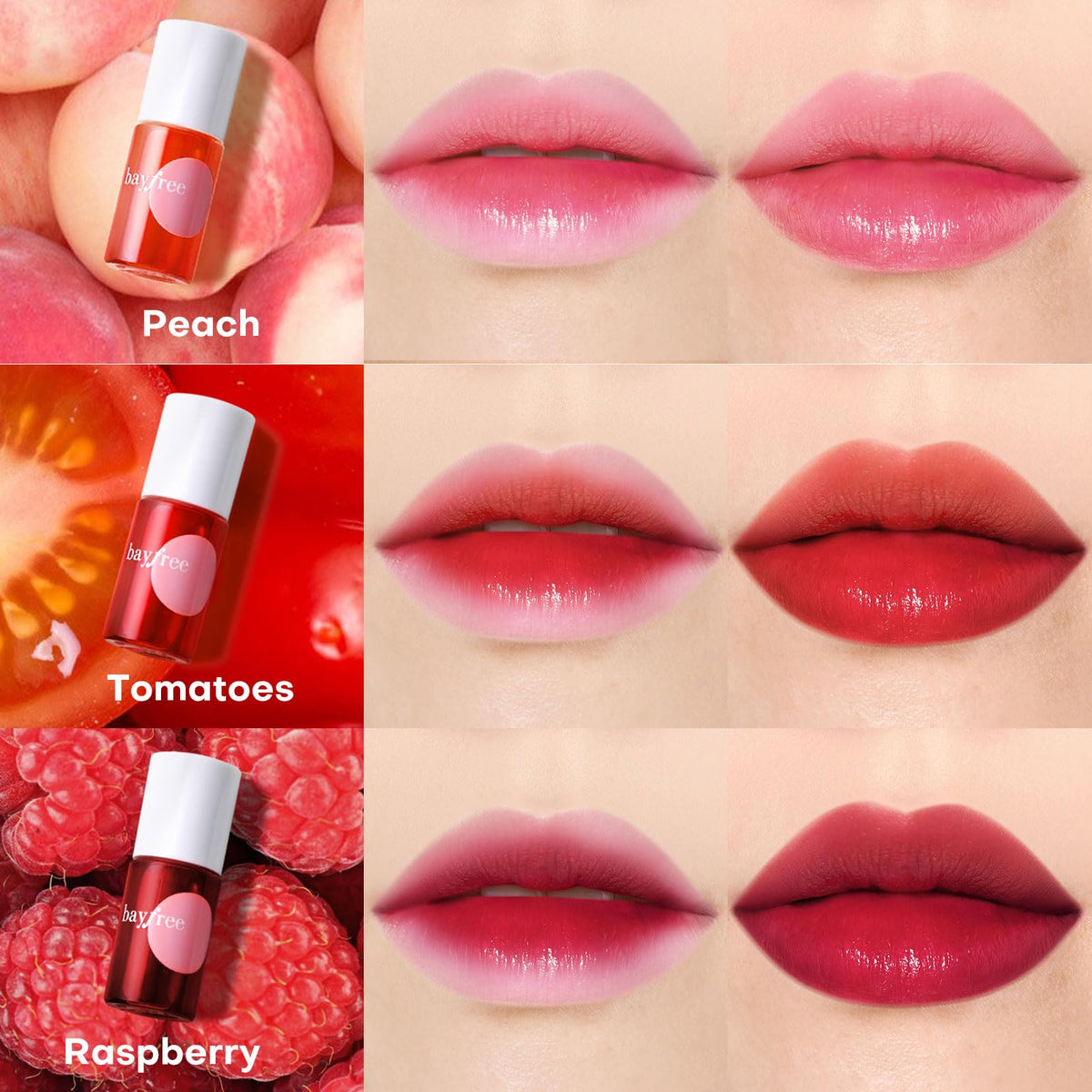 bayfree Lip Tint Stain Set displayed on a vanity