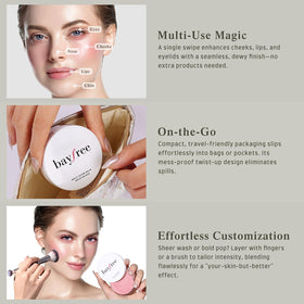 bayfree Multi Glow Balm applied on cheeks for a natural look