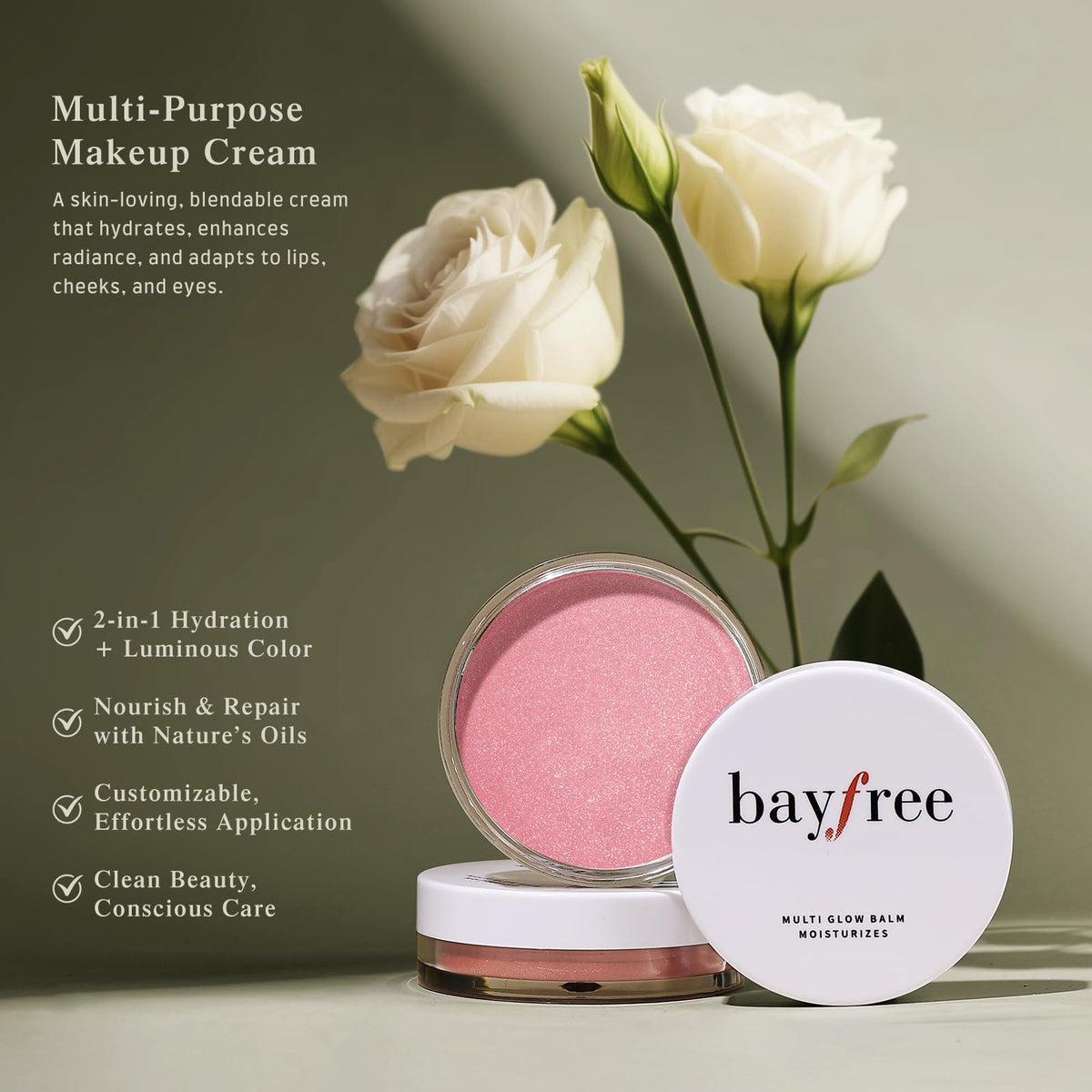 bayfree Multi Glow Balm packaging with ingredients list