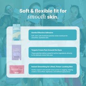 Bayside face-lift tape strips shown in a lifestyle setting
