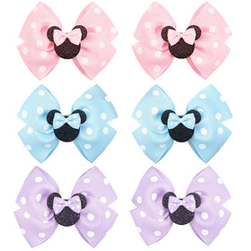 BBGifts Mouse Ears Hair Clips three pairs in assorted colours