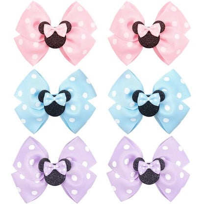 BBGifts Mouse Ears Hair Clips three pairs in assorted colours