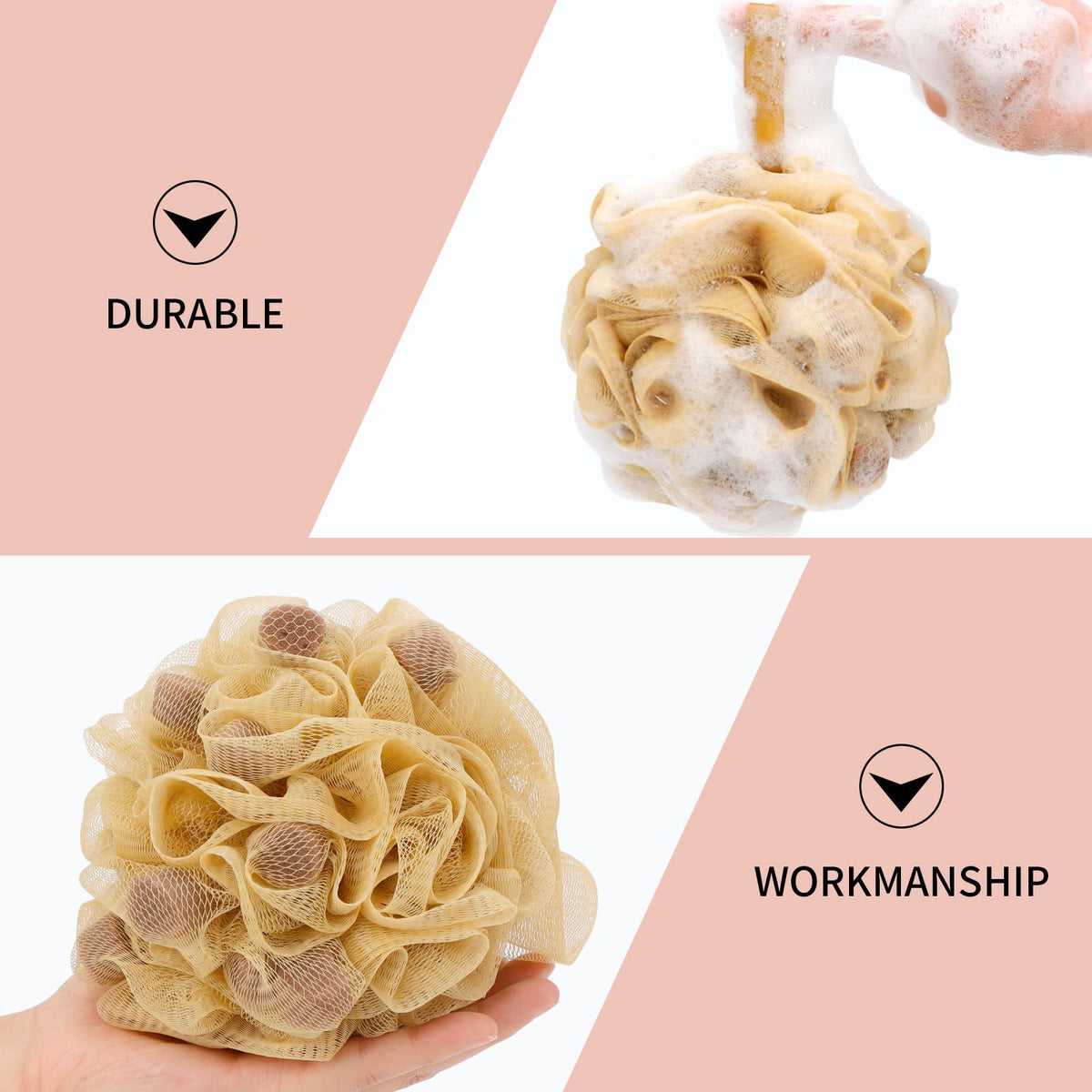 BCKENEY Bath Loofah Shower Sponge in use with soap