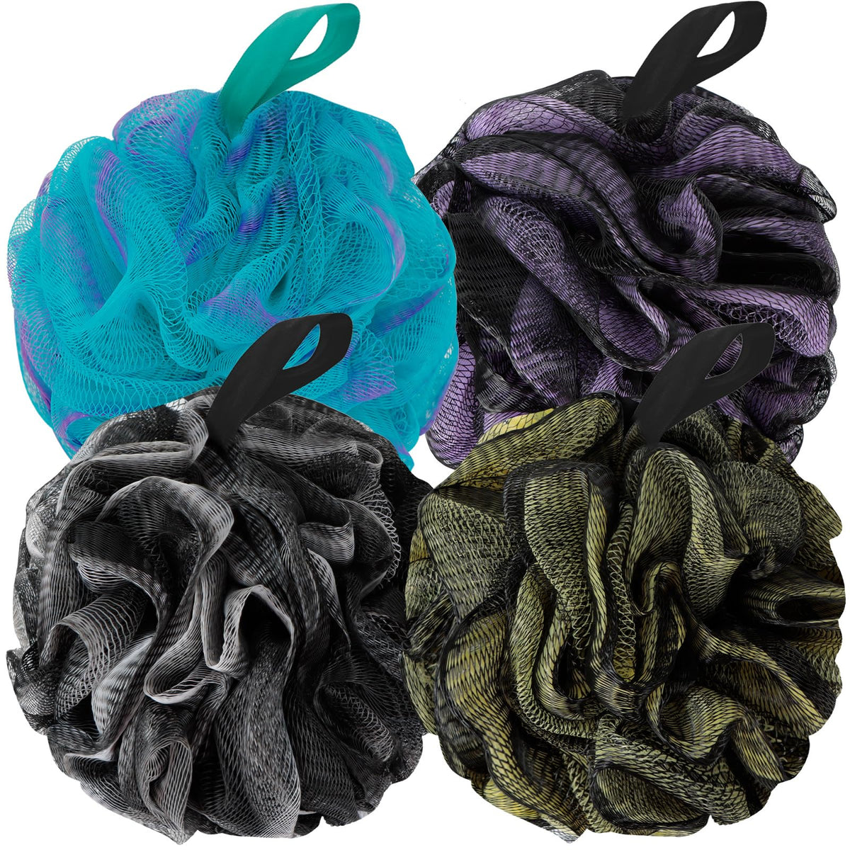 BCKENEY Bath Loofah Shower Sponge pack of 4 in assorted colours