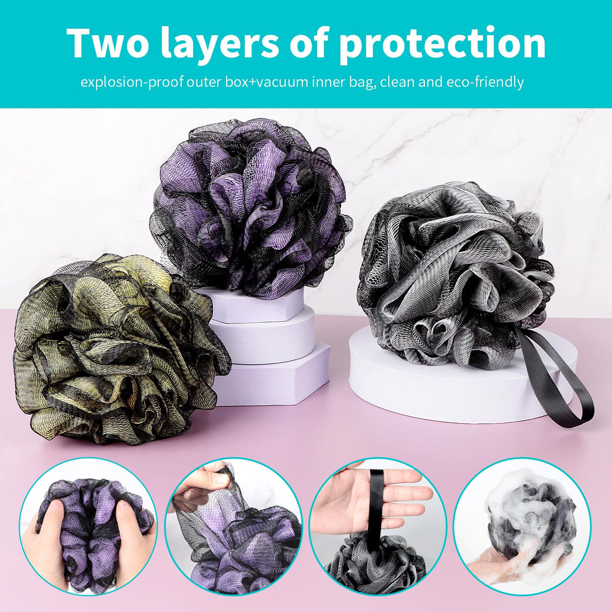 BCKENEY Bath Loofah Sponge displaying strong knotting design