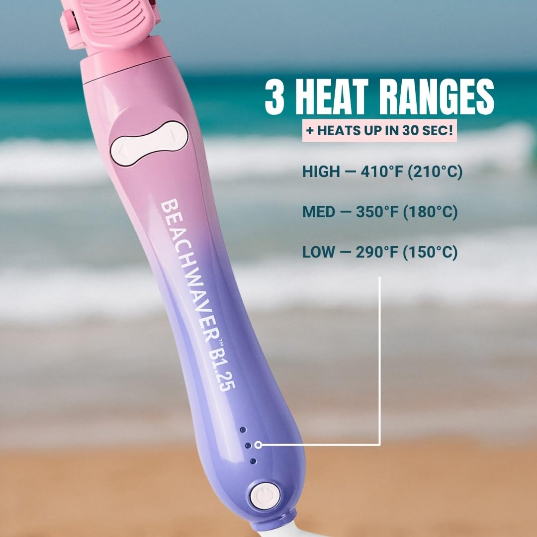 Beachwaver B1 Rotating Curling Iron Pink Sunset in use