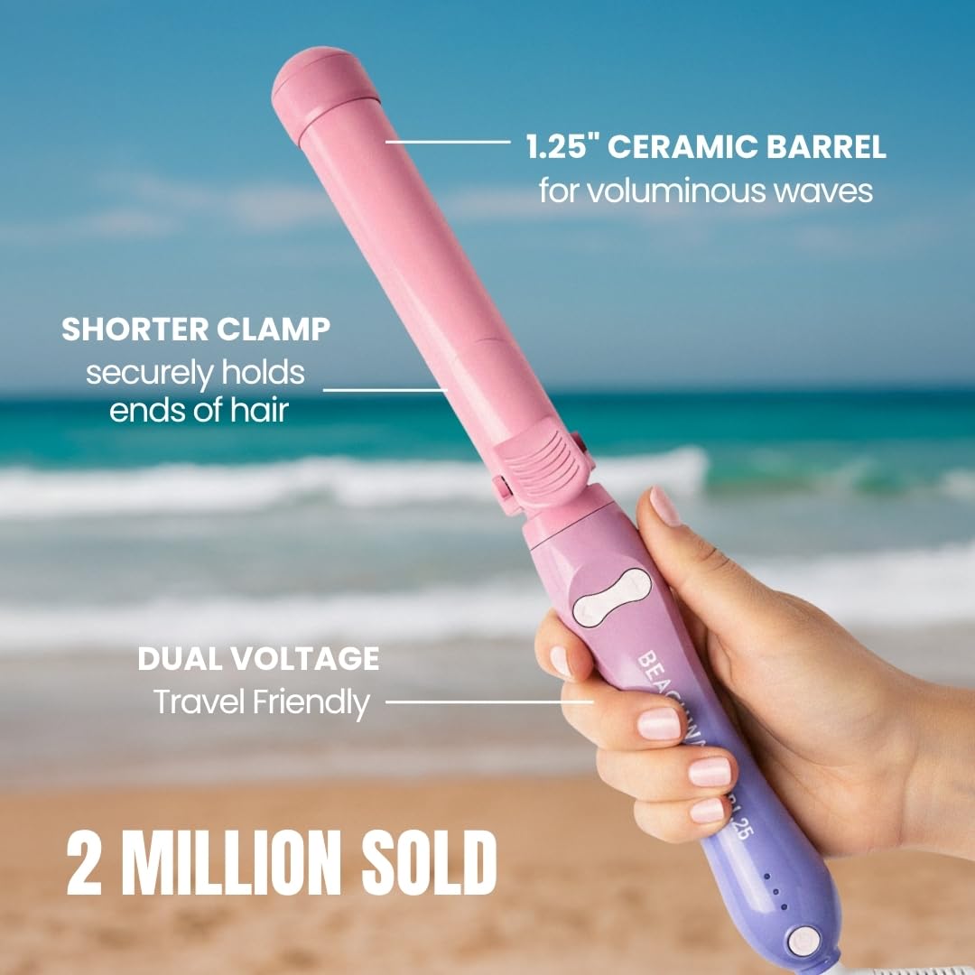 Beachwaver B1 Rotating Curling Iron Pink Sunset with cord