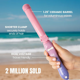 Beachwaver B1 Rotating Curling Iron Pink Sunset with cord