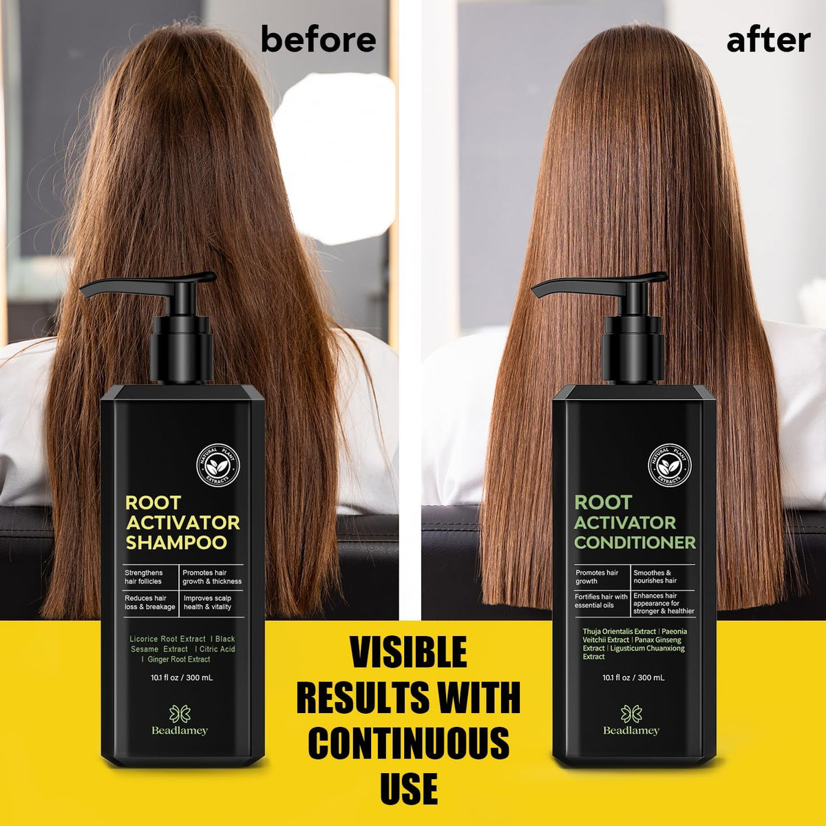 Beadlamey Root Activator Conditioner application on hair