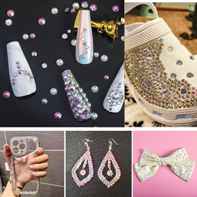 BEADSLAND Flat Back Crystal Rhinestones SS16 displayed in a decorative arrangement