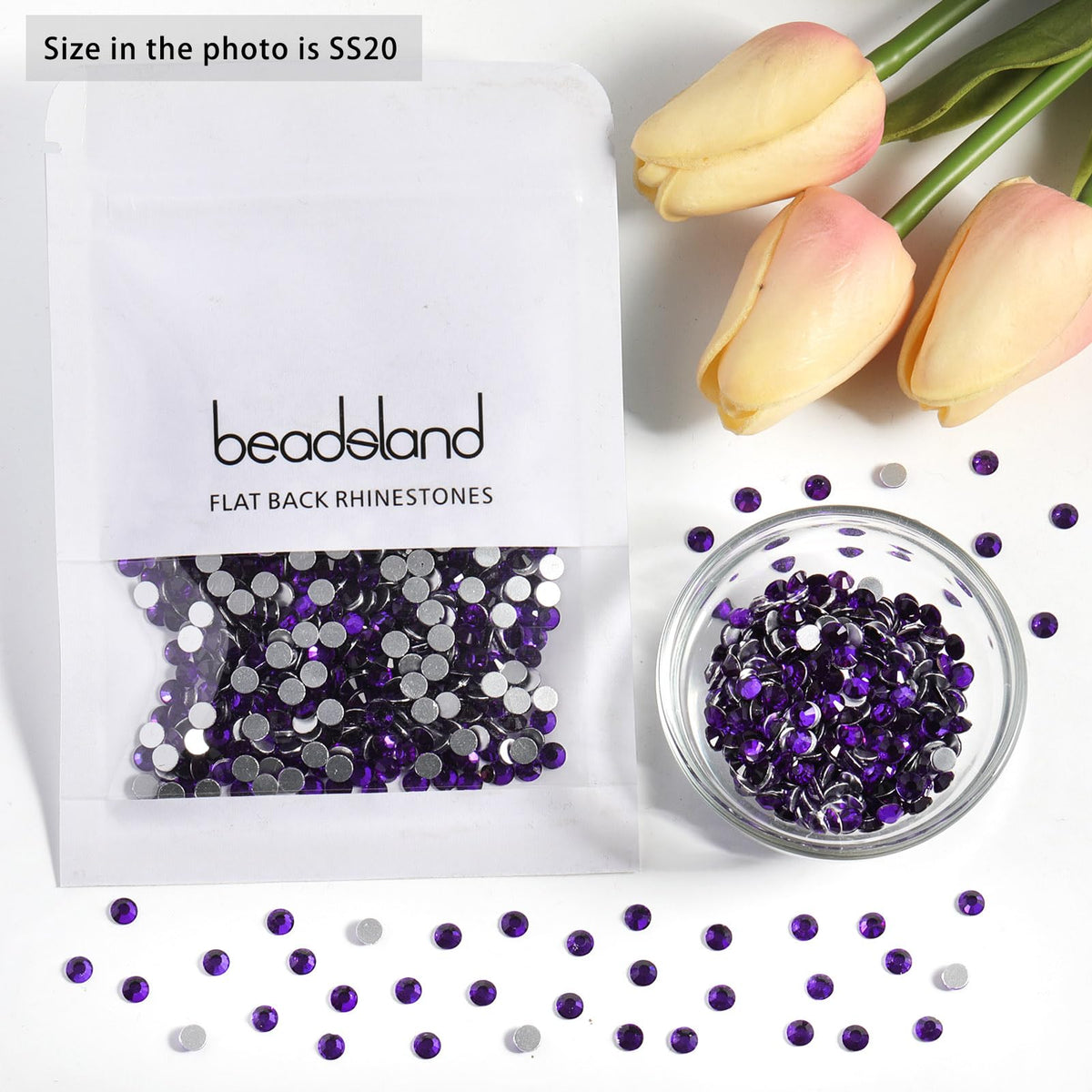 BEADSLAND rhinestones applied on a craft project for decoration