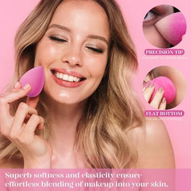BEAKEY beauty sponge in use applying foundation on cheek