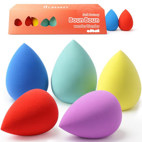 BEAKEY Makeup Sponge Set 5 Pack in assorted colours front view