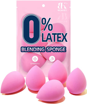 BEAKEY Makeup Sponge Set 5-Pack pink sponges front view