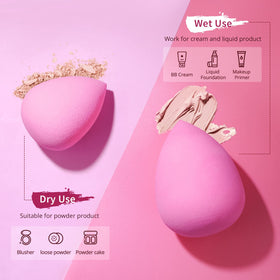 BEAKEY Makeup Sponge Set 5-Pack sponges on a vanity