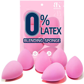 BEAKEY Makeup Sponge Set of 6 pink beauty sponges front view