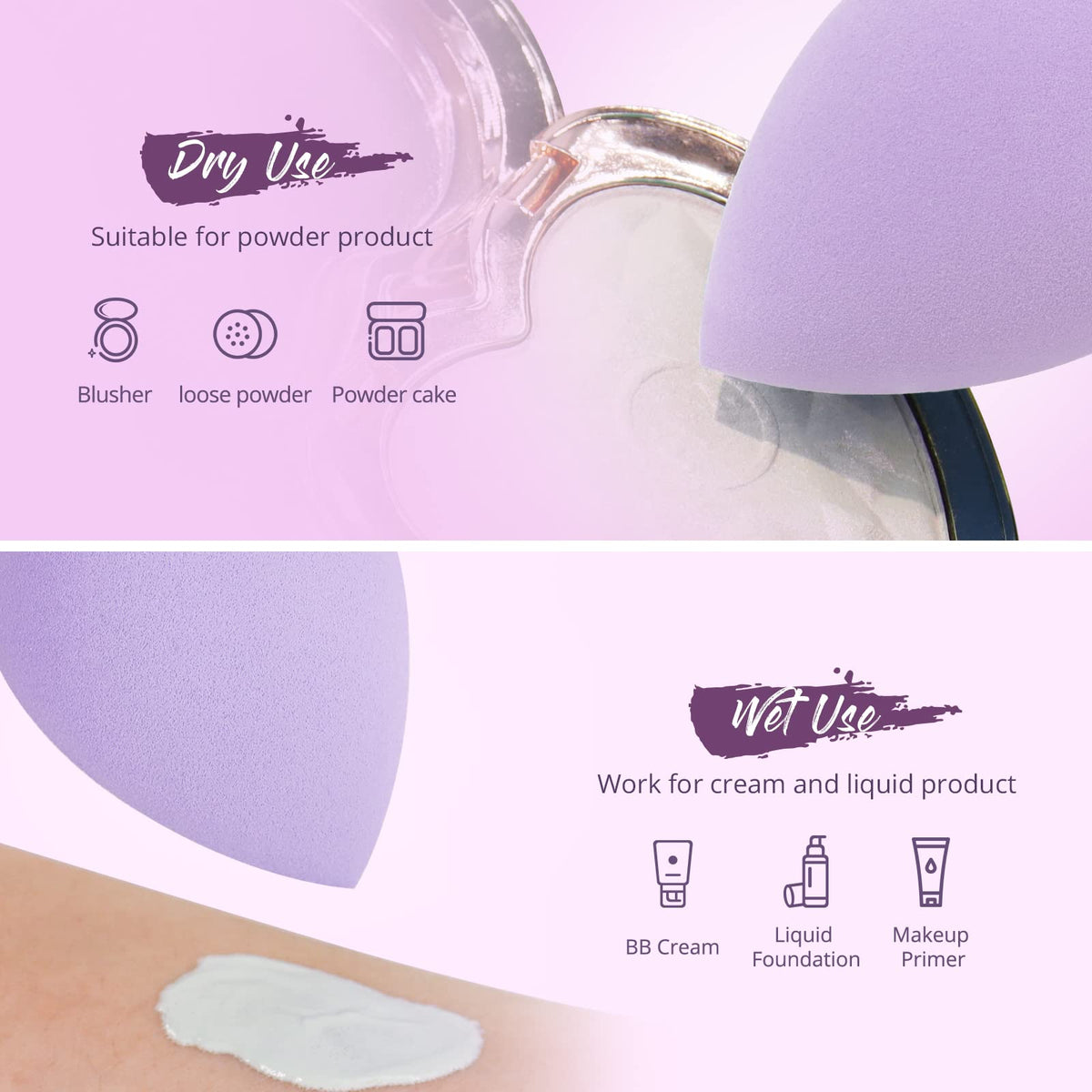 BEAKEY Makeup Sponge set on a vanity with makeup products
