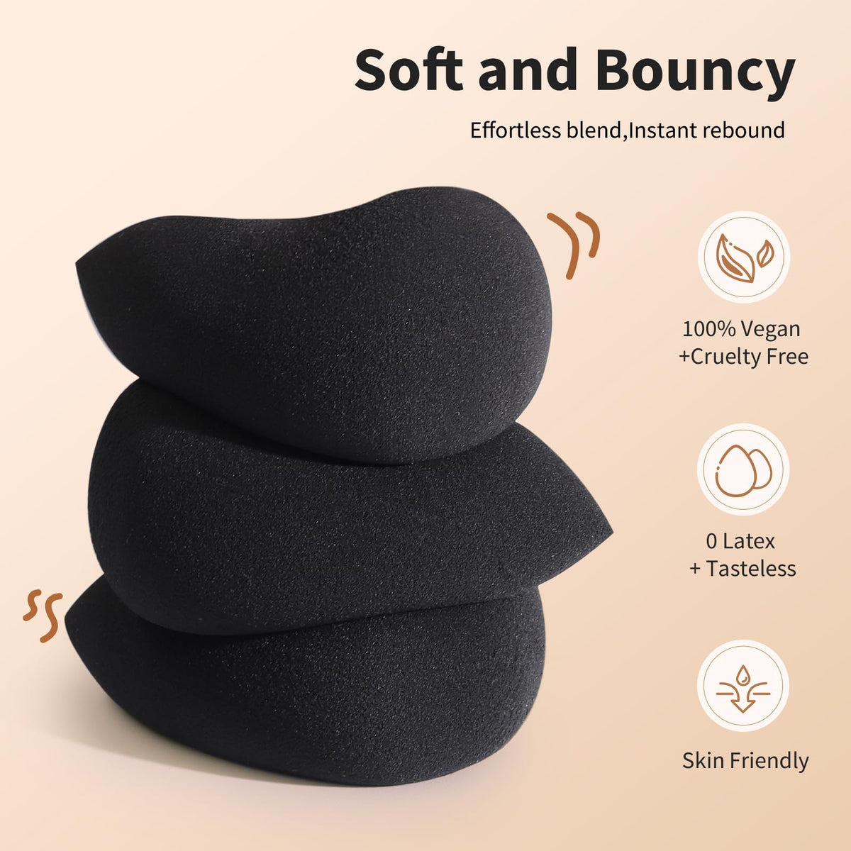 BEAKEY Makeup Sponge Set side view highlighting the teardrop shape
