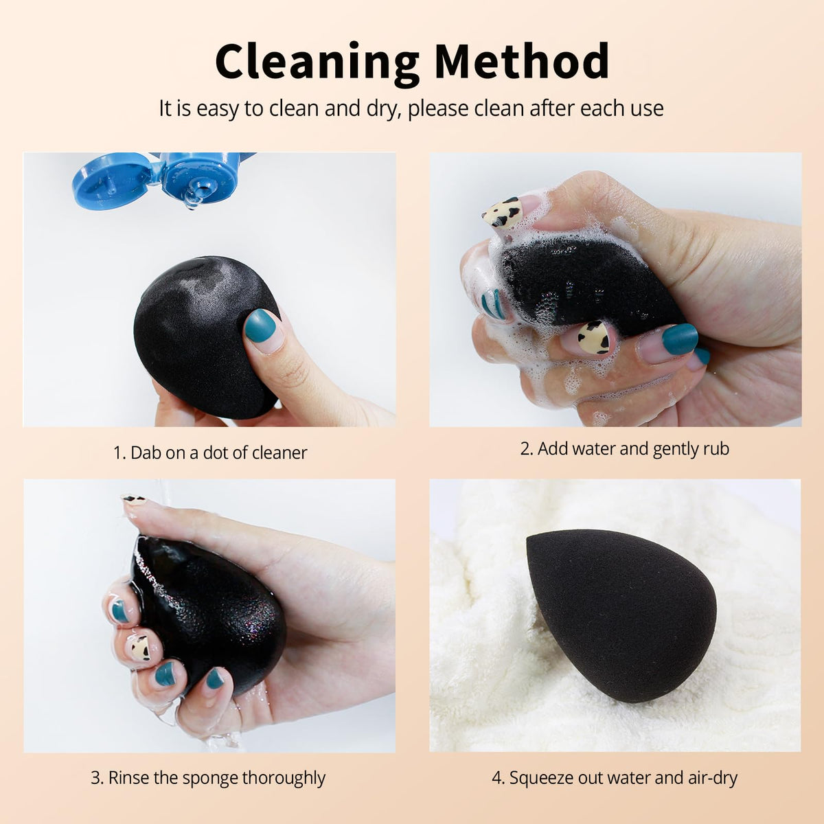 BEAKEY Makeup Sponge Set with a focus on pointed tip