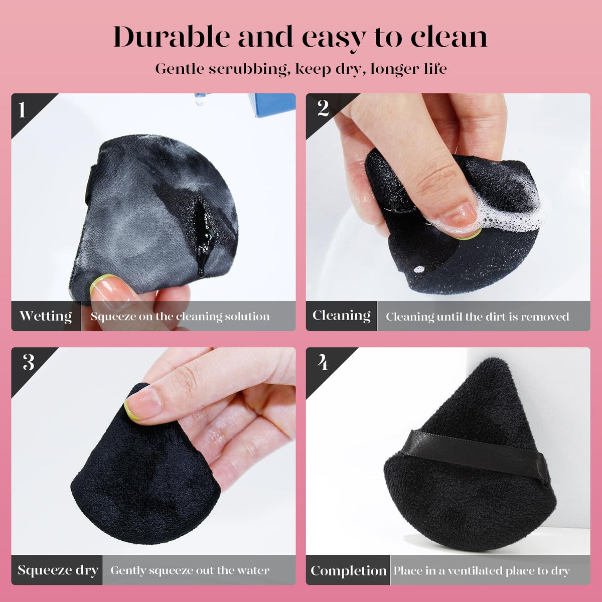 BEAKEY Powder Puff after washing, maintaining quality and shape