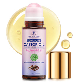 Bealions Castor Oil Rose Quartz Roller Ball front view