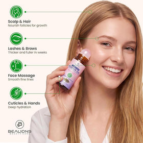Bealions Castor Oil Rose Quartz Roller Ball with applicator