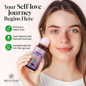 Bealions Castor Oil Rose Quartz Roller Ball with rose quartz stone