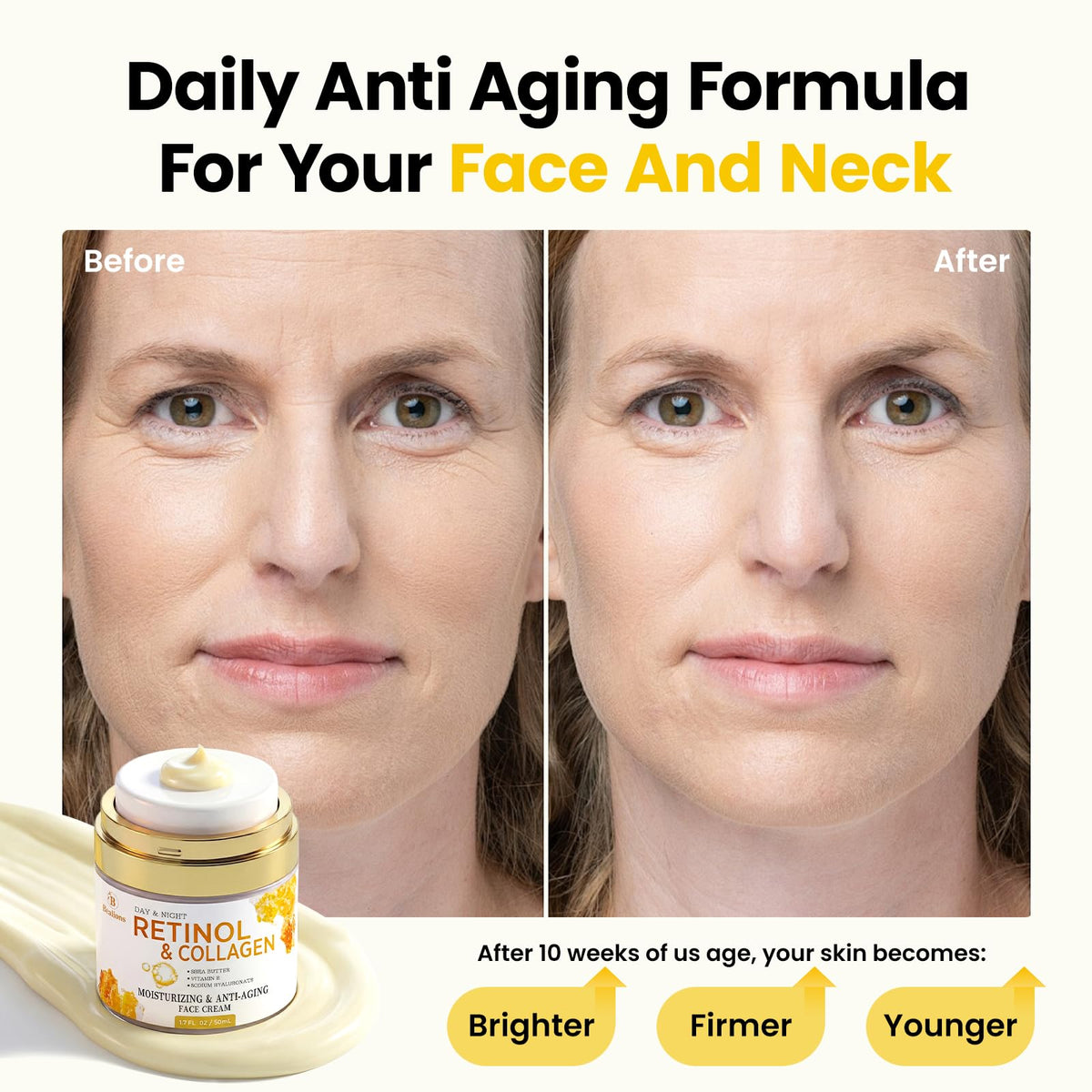 Bealions Retinol Cream applied on face