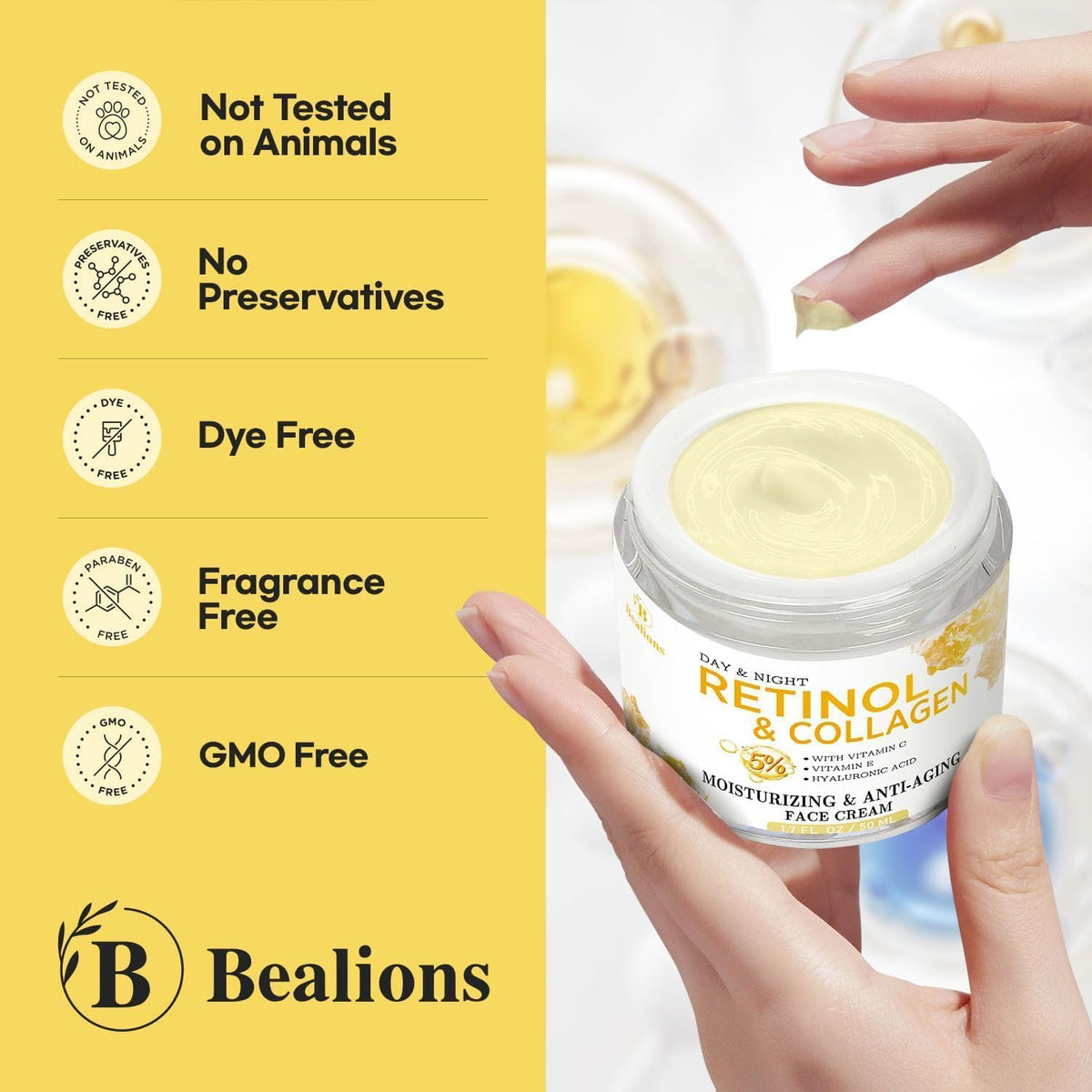 Bealions Retinol Cream for night skincare routine