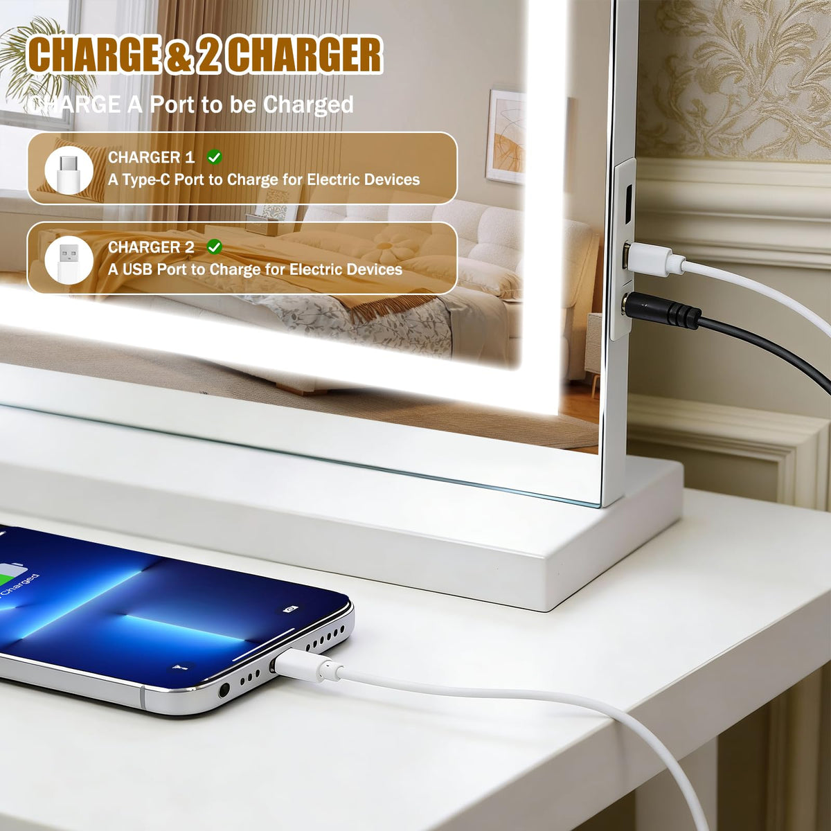 Bearolve Vanity Mirror detachable base for versatile use