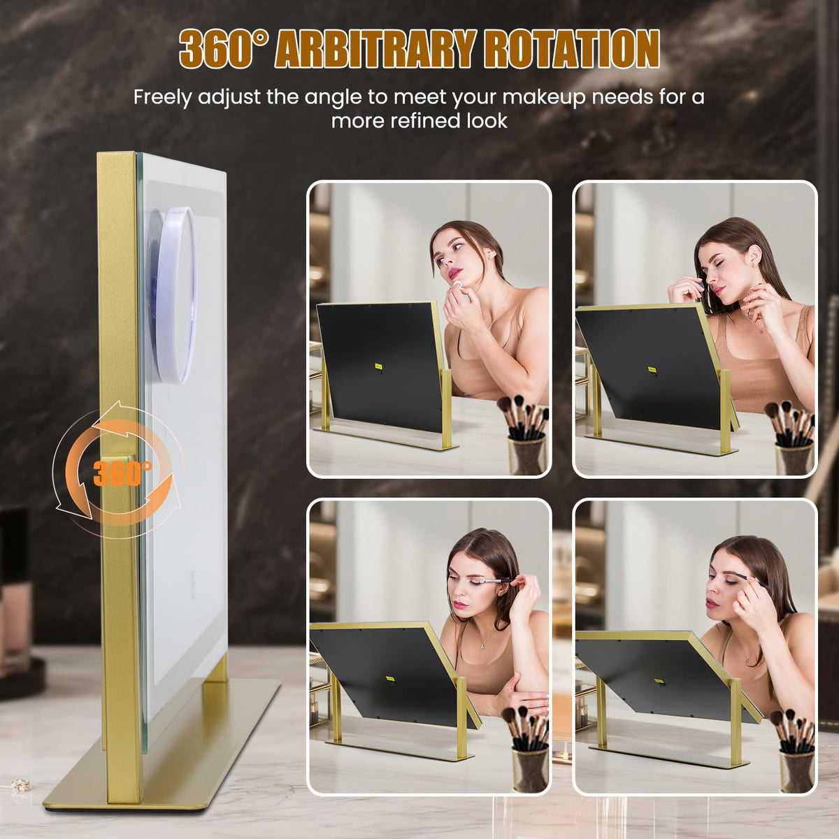 Bearolve Vanity Mirror displaying three colour lighting modes