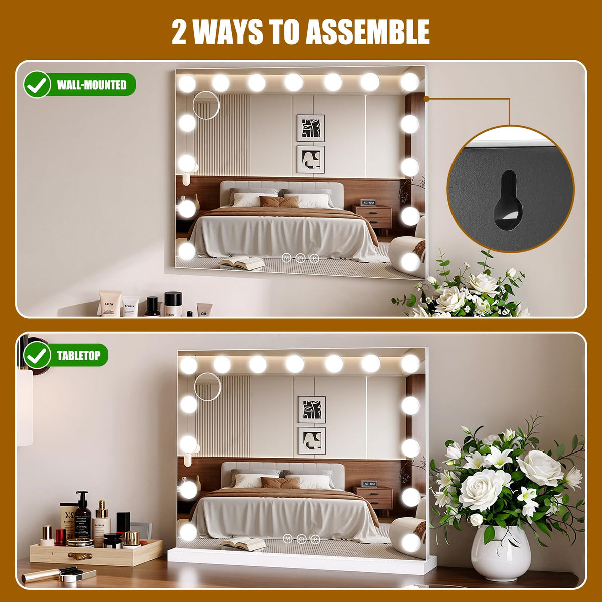 Bearolve Vanity Mirror on a vanity table
