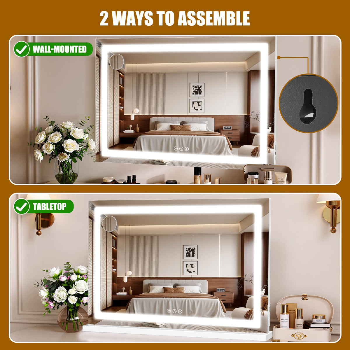 Bearolve Vanity Mirror with cold white lighting mode