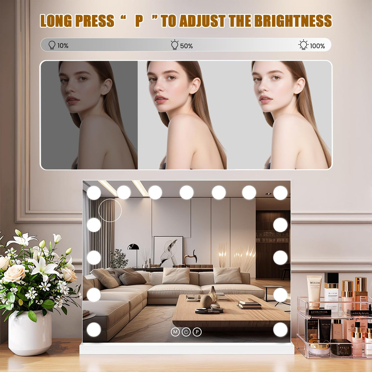 Bearolve Vanity Mirror with three colour lighting modes