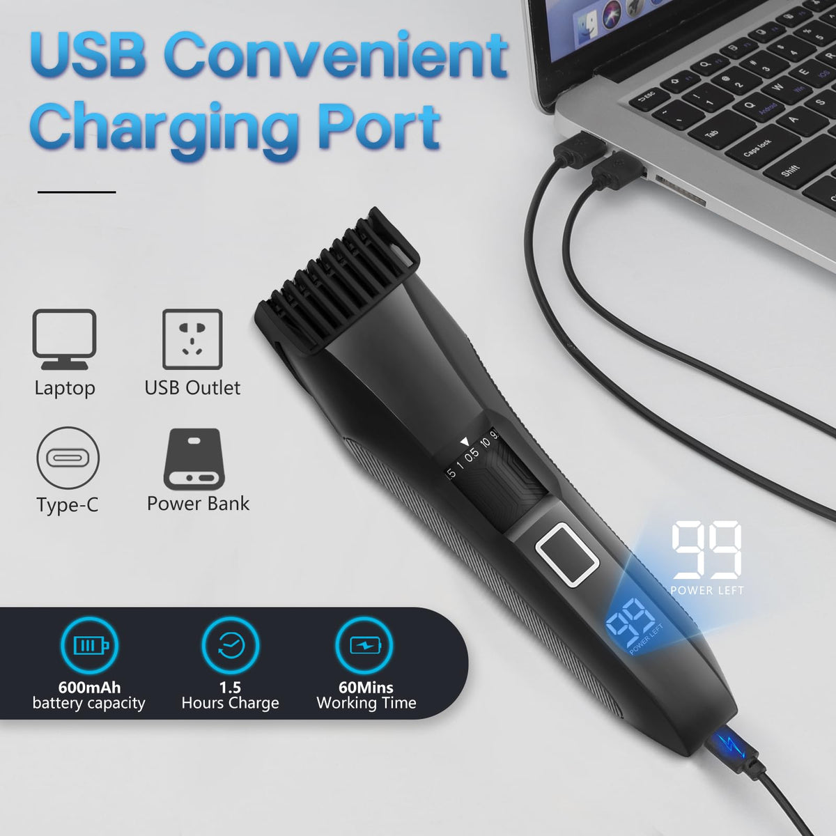 Beatslm Beard Trimmer displayed with oil bottle and USB cable