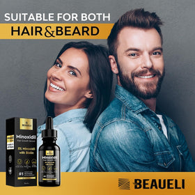 beaueli Minoxidil Beard Growth Kit on a bathroom shelf