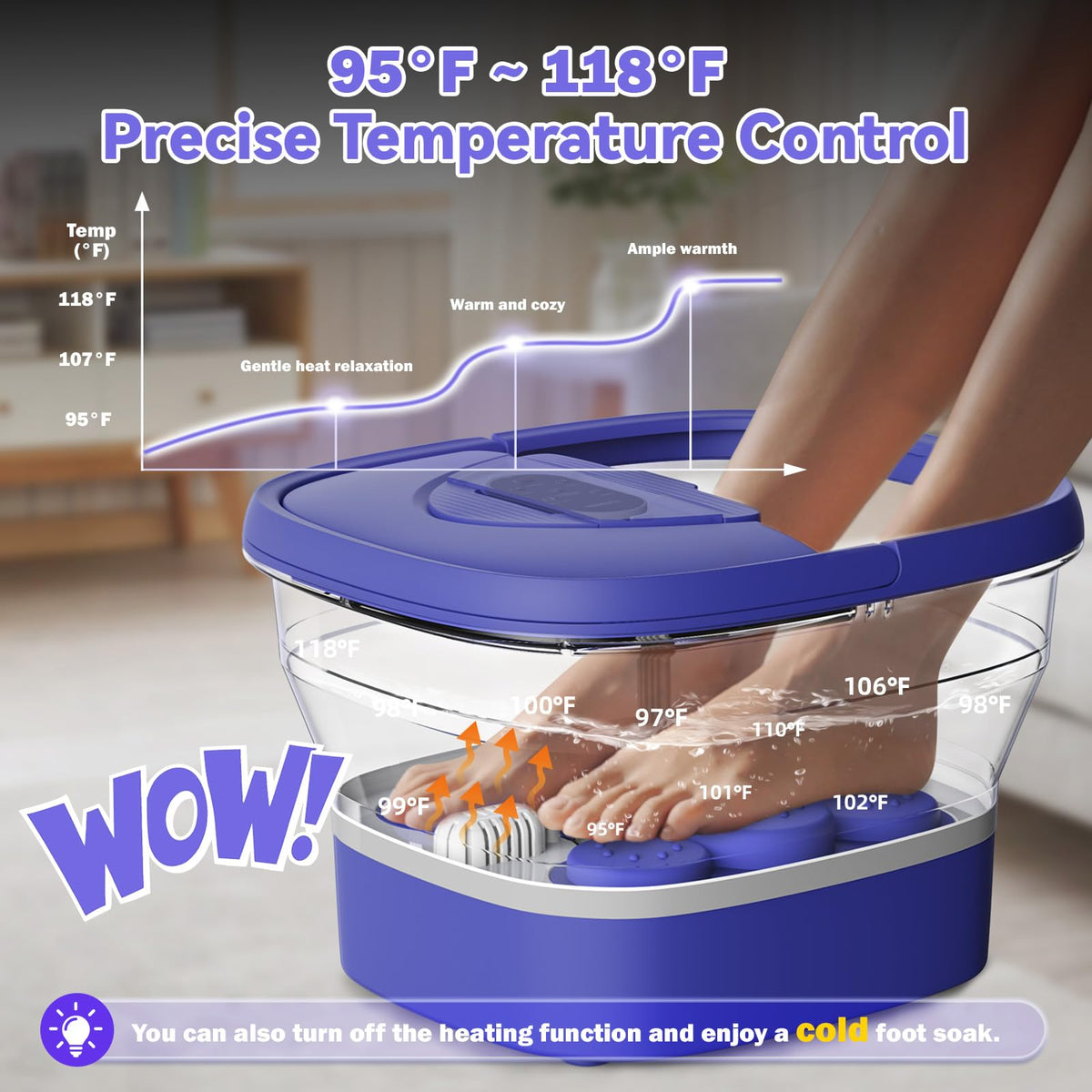 BEAUMOI Collapsible Foot Spa with temperature control display