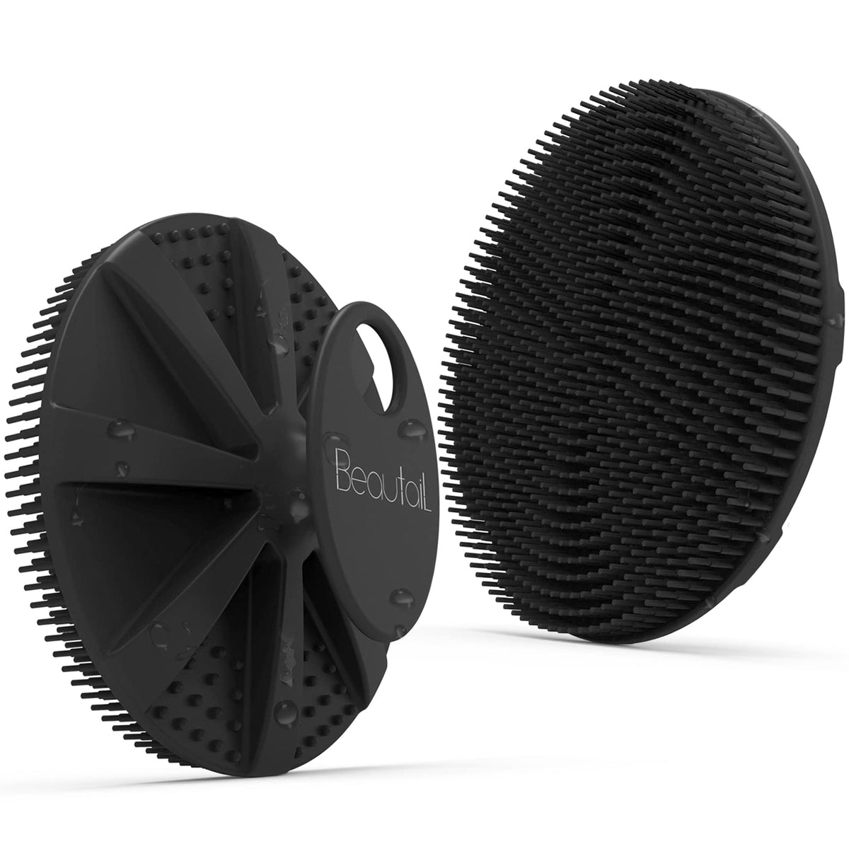 BEAUTAIL Silicone Body Scrubber front view in blue