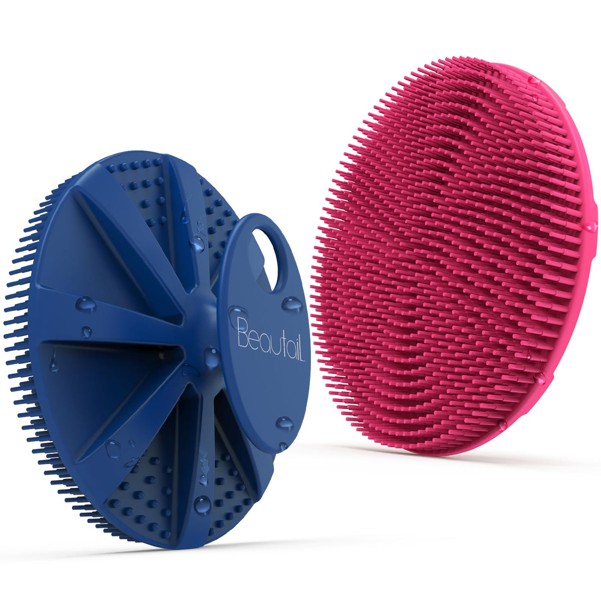 BEAUTAIL Silicone Body Scrubber front view in pink