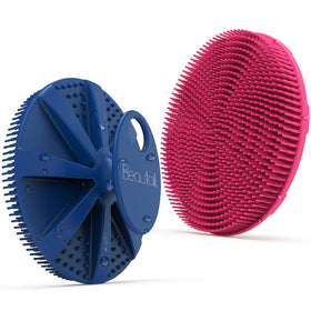 BEAUTAIL Silicone Body Scrubber front view in pink
