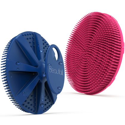 BEAUTAIL Silicone Body Scrubber front view in pink