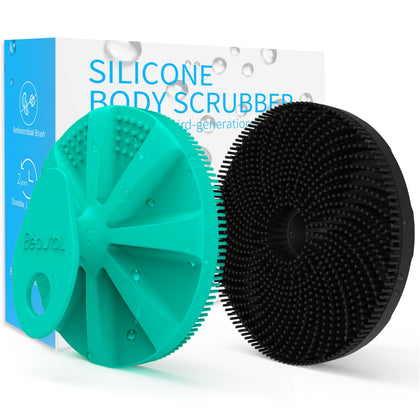 BEAUTAIL Silicone Body Scrubber front view with fins and points