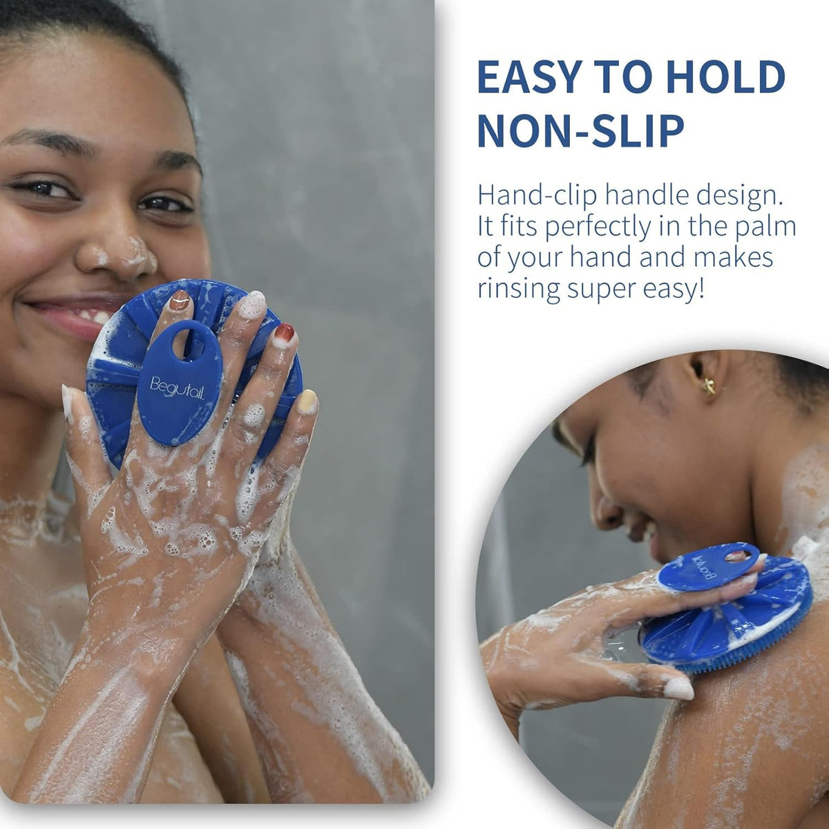 BEAUTAIL Silicone Body Scrubber hanging for drying