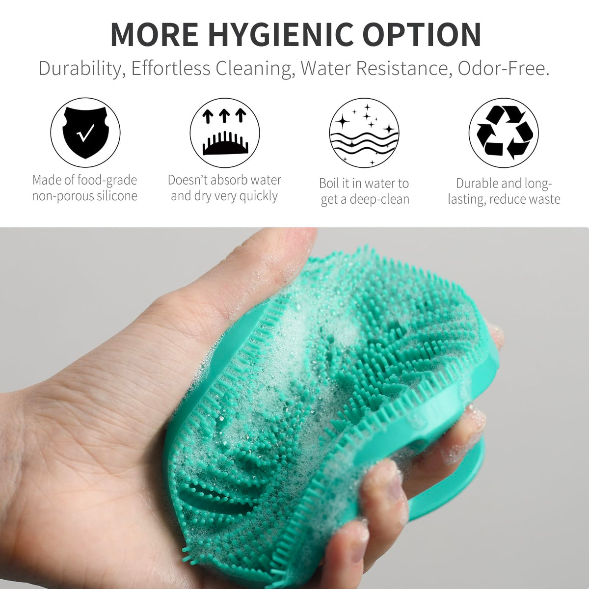 BEAUTAIL Silicone Body Scrubber showing non-slip grip