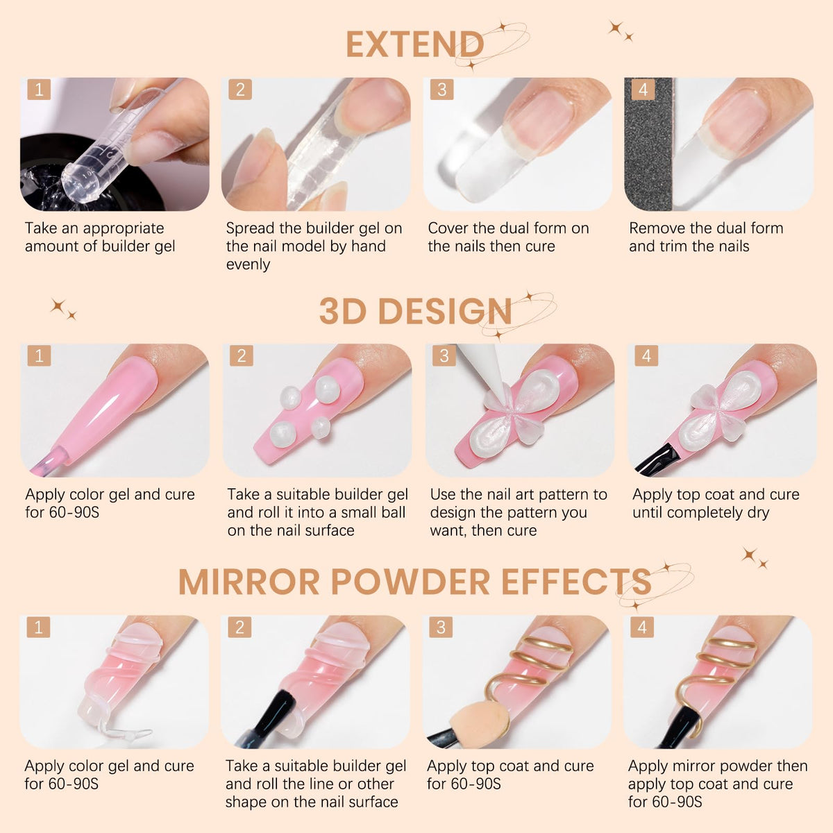 Beautifully designed nails created with SUPWEE gel kit